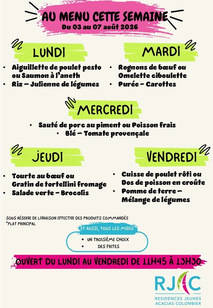 Menu de l'établissement Colombier